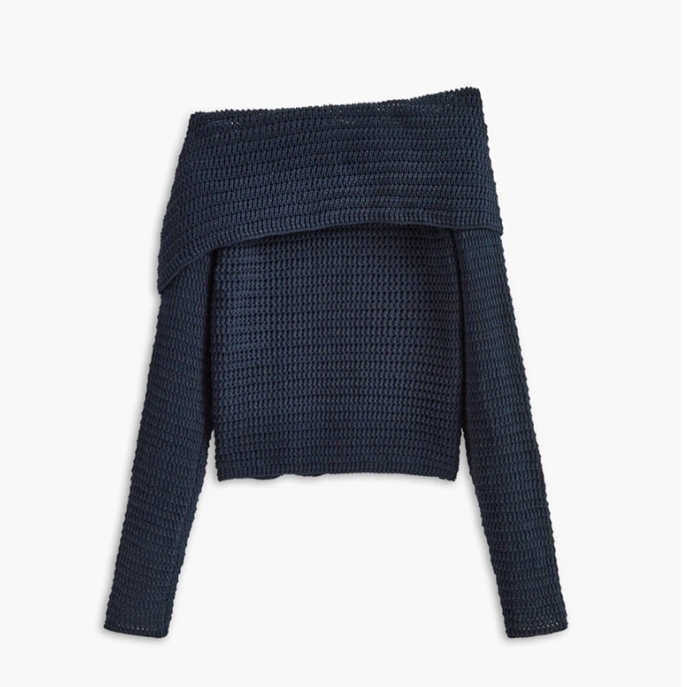 Commense Black Asymmetrical Breasted Knit Top - Picture 2 of 2